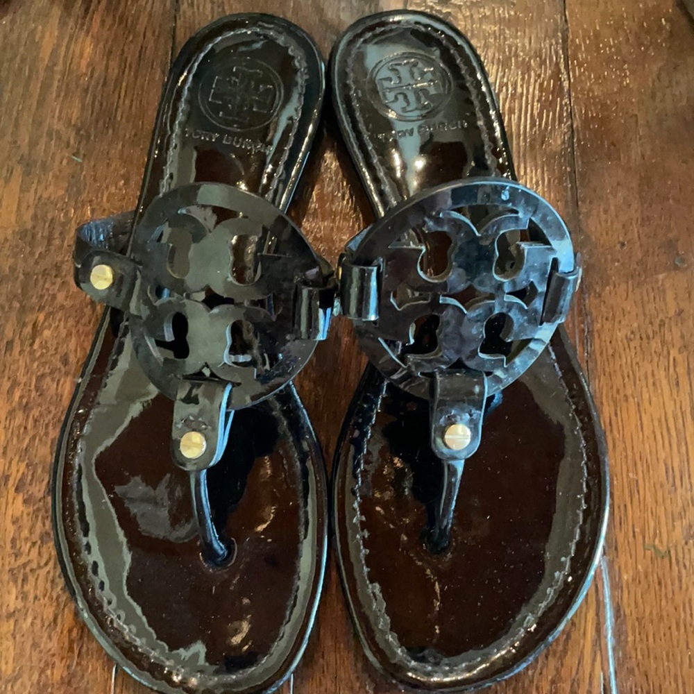 Tory Burch Black Parent Leather Miller Sandals